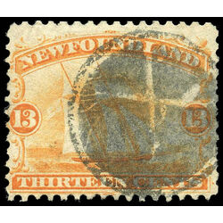 newfoundland stamp 30 ship 13 1866 U VF 014