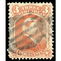 newfoundland stamp 33 queen victoria 3 1870 U VF 019