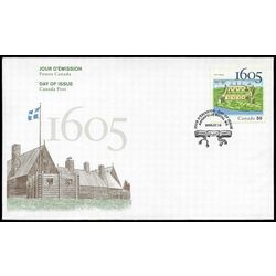 canada stamp 2115 samuel de champlain s drawing of settlement 50 2005 FDC