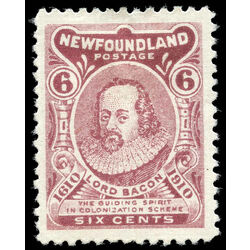 newfoundland stamp 92a lord bacon 6 1910 M VF 013