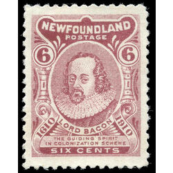 newfoundland stamp 92a lord bacon 6 1910 M VF 015