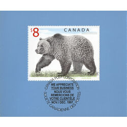 canada stamp 1694 grizzly bear 8 1997 FDC BUSINESS