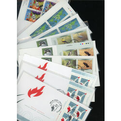 collection of 50 blocs se tenants of canada first day covers 46c all grouped together by scott