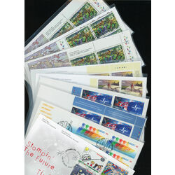 collection of 50 blocs se tenants of canada first day covers 46c all grouped together by scott