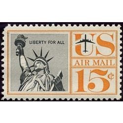 us stamp c air mail c63 statue of liberty 15 1961
