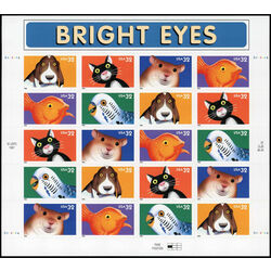 us stamp postage issues 3234a bright eyes pets 1998