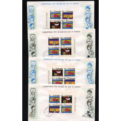 unique collection of 16 first day covers all four corner blocs with inscription of each issue of the 1970 christmas school children stamps