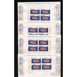 unique collection of 16 first day covers all four corner blocs with inscription of each issue of the 1970 christmas school children stamps