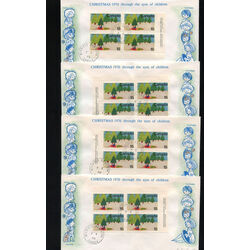 unique collection of 16 first day covers all four corner blocs with inscription of each issue of the 1970 christmas school children stamps