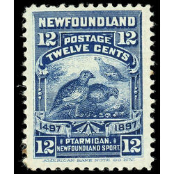 newfoundland stamp 69 willow ptarmigan 12 1897 M VF 004
