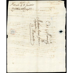 france 1775 stampless letter