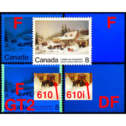 canada stamps 610 collection of 8 varieties f f f df 610 610i 610p 610pi