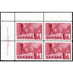 canada stamp 411i crane and map 1 1963 PB UL