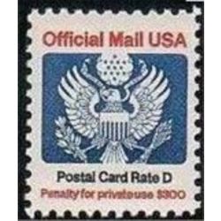 us stamp o officials o138 postal card rate great seal 14 1985