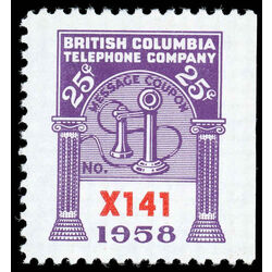 canada revenue stamp bct185 small telephone franks 25 1958