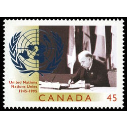 canada stamp 1584 prime minister william lyon mackenzie king signing the un charter in san francisco 45 1995