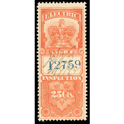 canada revenue stamp fe1 electric light inspection 25 1895