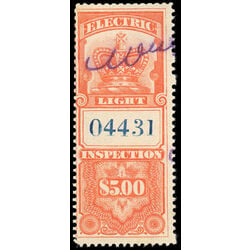 canada revenue stamp fe06 electric light inspection 5 1895