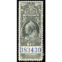 canada revenue stamp fwm52a victoria weights and measures 1 50 1897