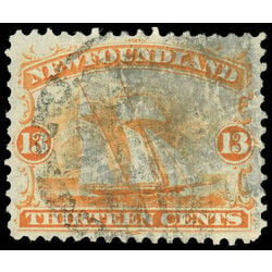 newfoundland stamp 30 ship 13 1866 U VF 019