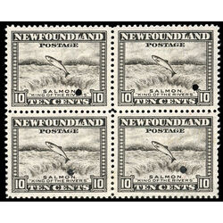 newfoundland stamp 260 salmon leaping falls 10 1943 M VF BLOCK 001