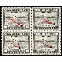 newfoundland stamp 260 salmon leaping falls 10 1943 M VF  BLOCK NG 002
