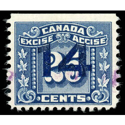 canada revenue stamp fx117 overprints on three leaf excise tax 1934