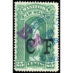 canada revenue stamp ml65 law stamps black bf on cf overprint 25 1886