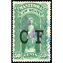 canada revenue stamp ml66 law stamps black bf on cf overprint 50 1886