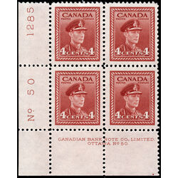 canada stamp 254 king george vi in army uniform 4 1943 PB LL 50