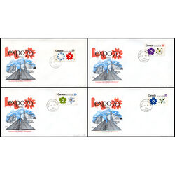 canada stamps expo 70 508p 11p set of 4 fdcs w2b