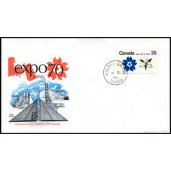 canada stamps expo 70 508p 11p set of 4 fdcs w2b