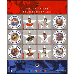 canada stamps nhl all stars 2000 2005 set of 6 souvenir sheets 1838 to 2085