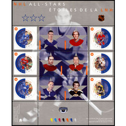 canada stamps nhl all stars 2000 2005 set of 6 souvenir sheets 1838 to 2085