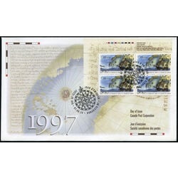 canada stamp 1649i cabot s ship matthew with map and globe in background 45 1997 FDC UL