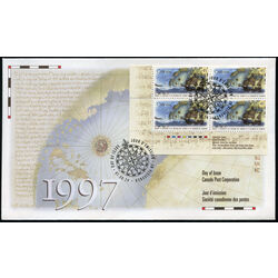 canada stamp 1649i cabot s ship matthew with map and globe in background 45 1997 FDC LL