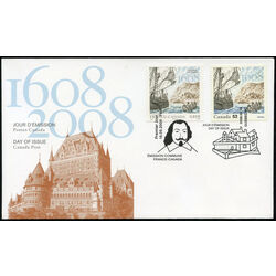 canada stamp 2269 founding of quebec city 52 2008 FDC JOINT