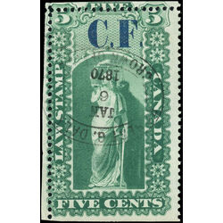 canada revenue stamp ol1 law stamps 5 1864 U F 001