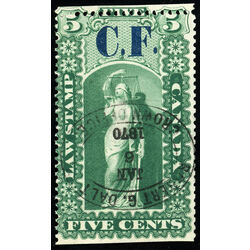 canada revenue stamp ol1 law stamps 5 1864 U F 002