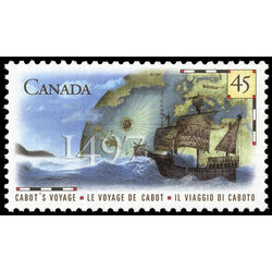 canada stamp 1649 cabot s ship matthew with map and globe in background 45 1997