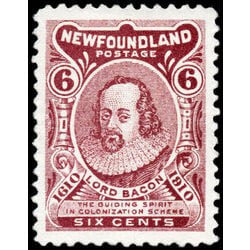 newfoundland stamp 92a lord bacon 6 1910