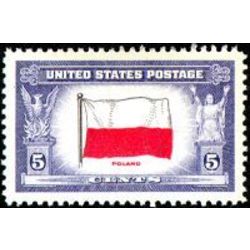 us stamp postage issues 909 flag of poland 5 1943