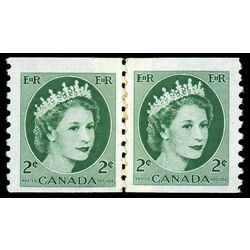 canada stamp 345pa queen elizabeth ii 1954 PASTE UP PAIR M VF