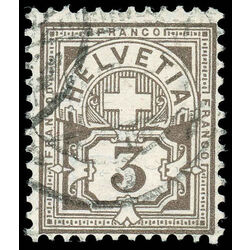 switzerland stamp 114 helvetia numerals 3 1905 U 002