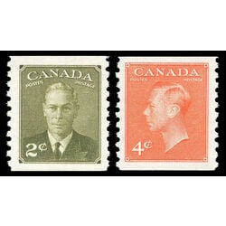 canada stamp 309 10 king george vi with postes postage 1951 coil 1951