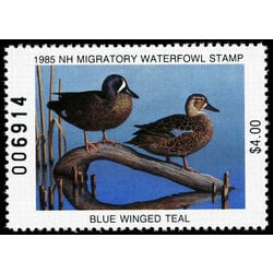 us stamp rw hunting permit rw nh3 new hampshire blue winged teal 4 1985