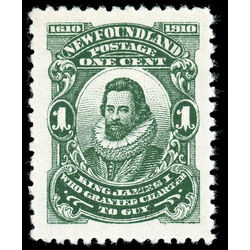 newfoundland stamp 87 king james i 1 1910 M VFNH 007