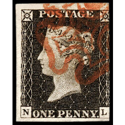 great britain stamp 1 queen victoria penny black 1p 1840 U 080