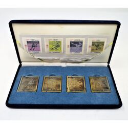 1988 calgary olympics gold plated silver stamp replica set