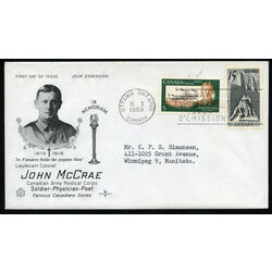 canada stamp 486 7 fdc canadian vimy memorial near arras france john mccrae 1968